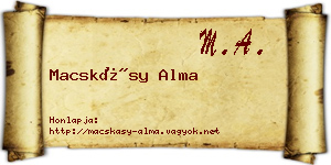 Macskásy Alma névjegykártya